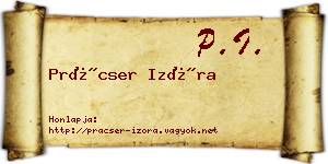Prácser Izóra névjegykártya