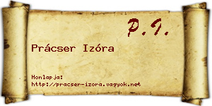 Prácser Izóra névjegykártya